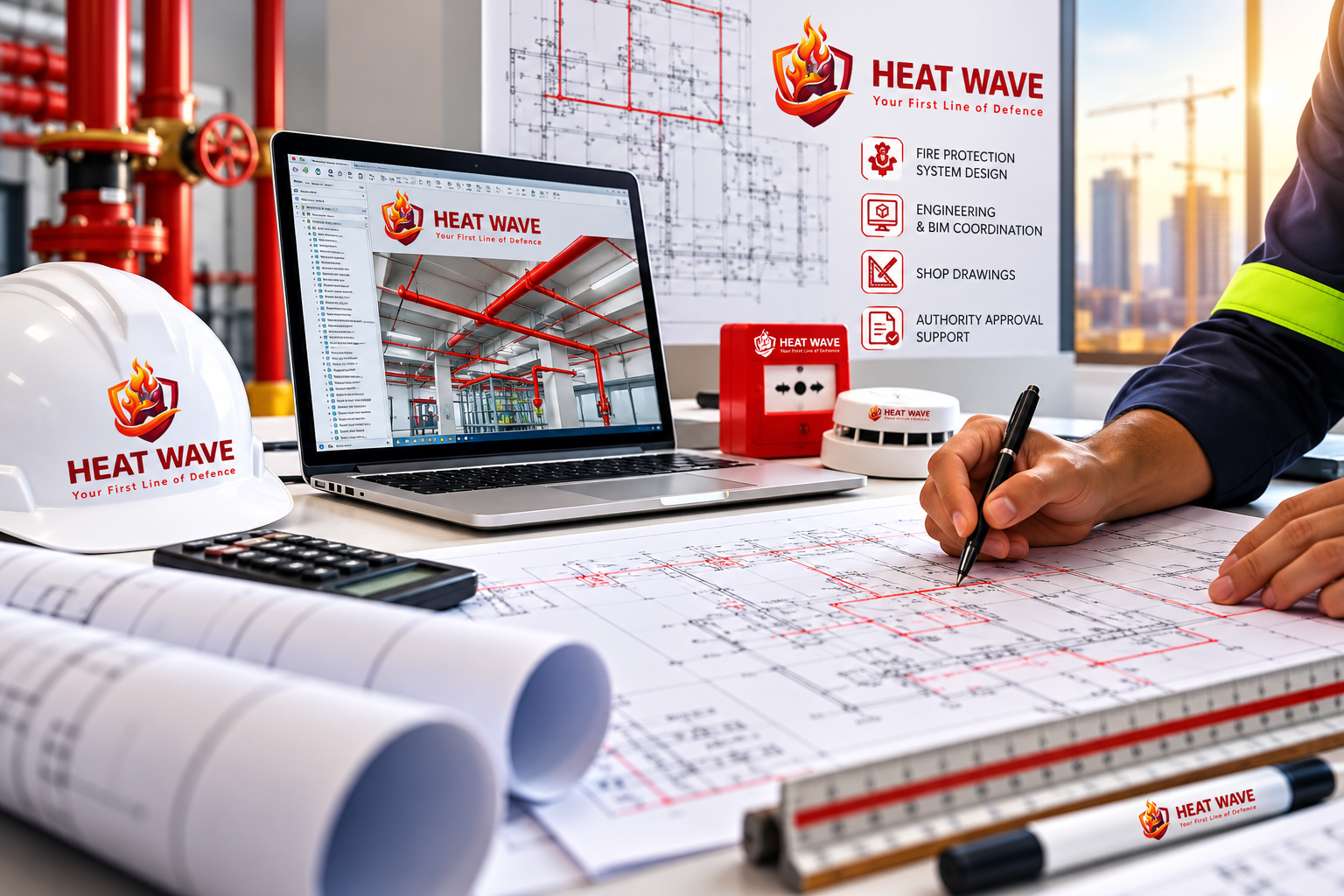 Heat Wave engineer planning a fire protection system